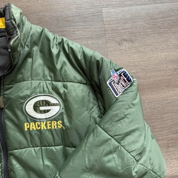 Vintage Pro Player Green Bay Packers NFL Reversible Puffer‎ Jacket XL - Picture 6 of 10